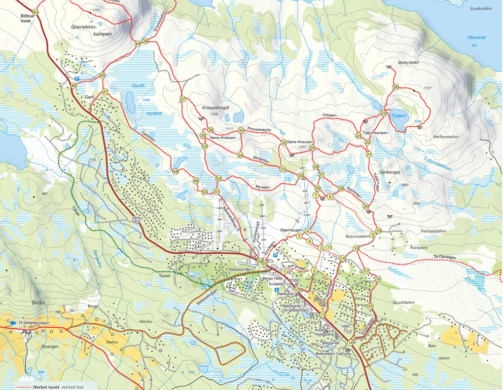 Hikingmap for Beitostølen